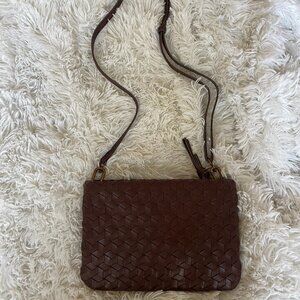 Madewell The Puff Woven Crossbody Bag - Brown with gold hardware